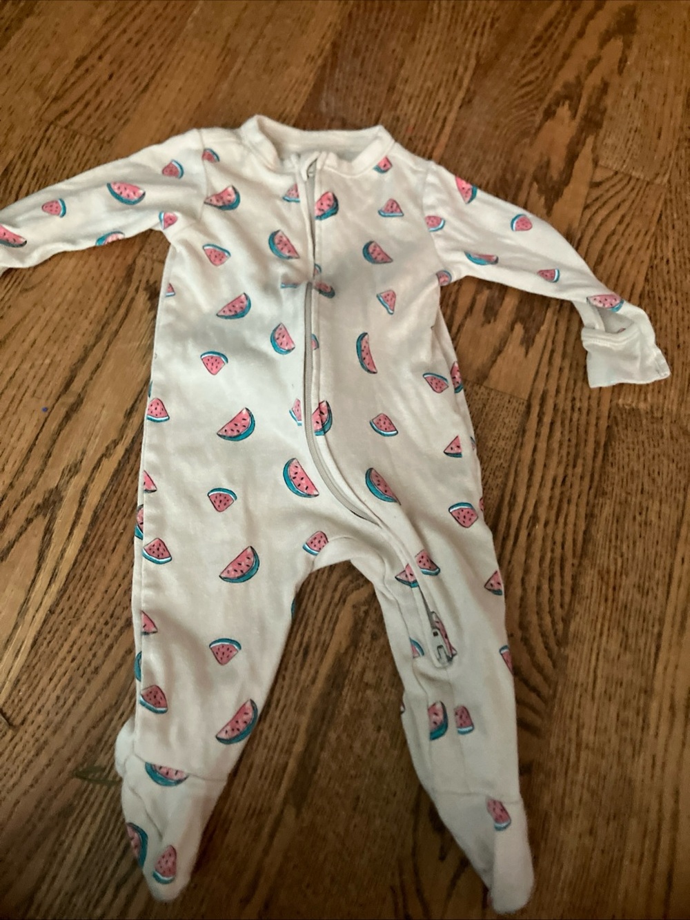 Old Navy Baby Girl 3-6 Month Cotton Pajamas Zip Up Sleeper Watermelon Summer